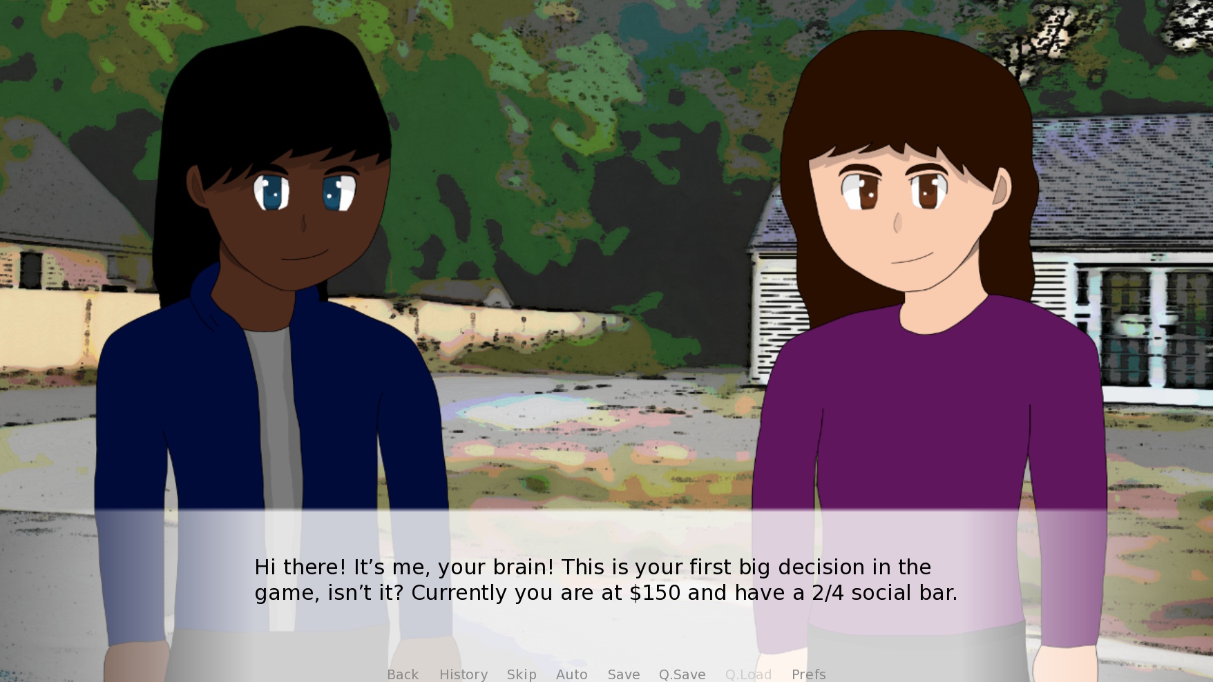 A screenshot of the financial dielmma game!